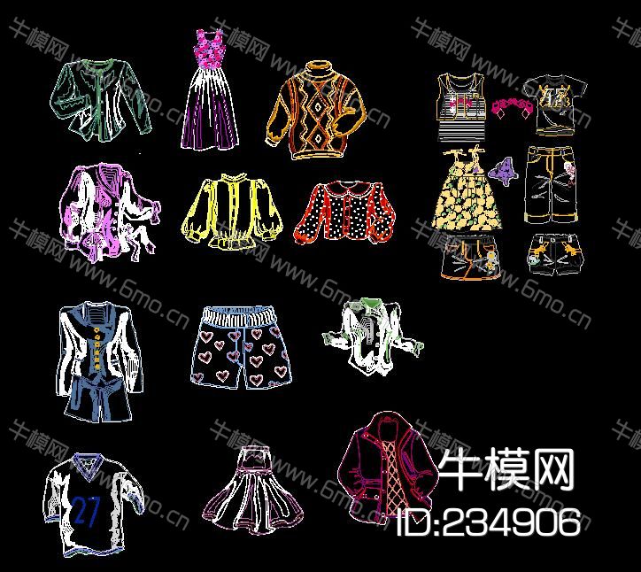 炫酷服装 时装 衣服 CAD图库