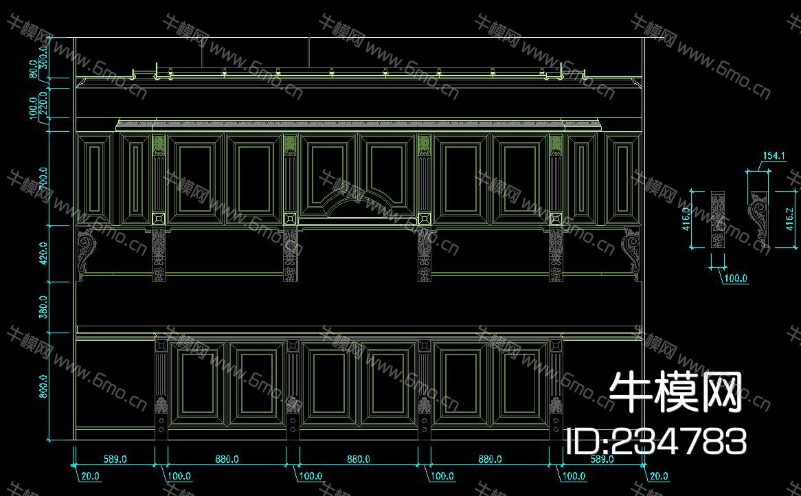高档欧式家装CAD护墙板设计图