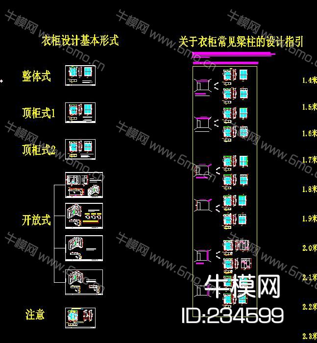 衣柜标准单元格及画图模板CAD图库