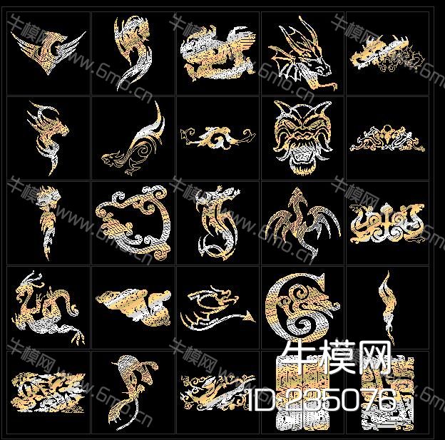 金龙龙纹CAD图库