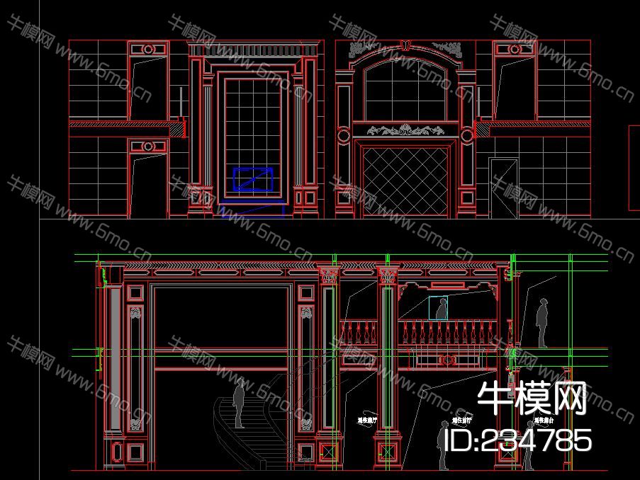 欧式新古典 石材护墙板 奢华背景墙 CAD图库