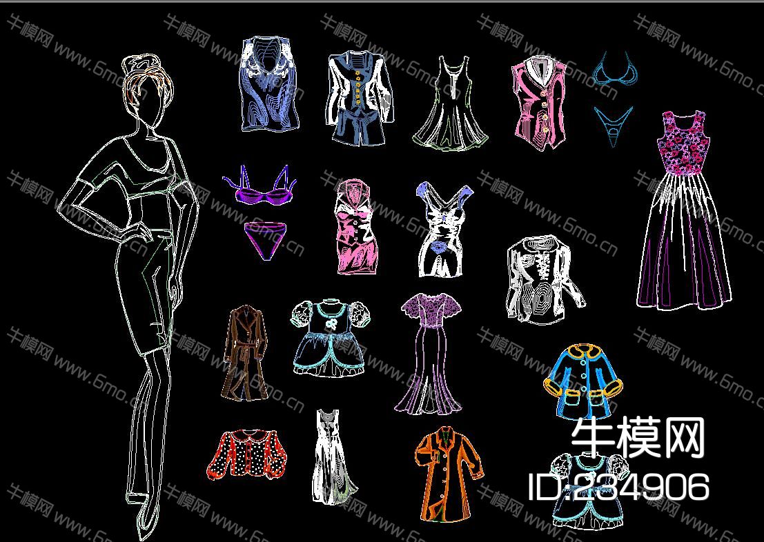 炫酷服装 时装 衣服 CAD图库