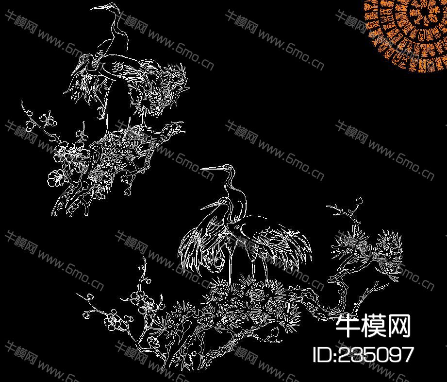 仙鹤松柏鹤寿CAD素材总汇