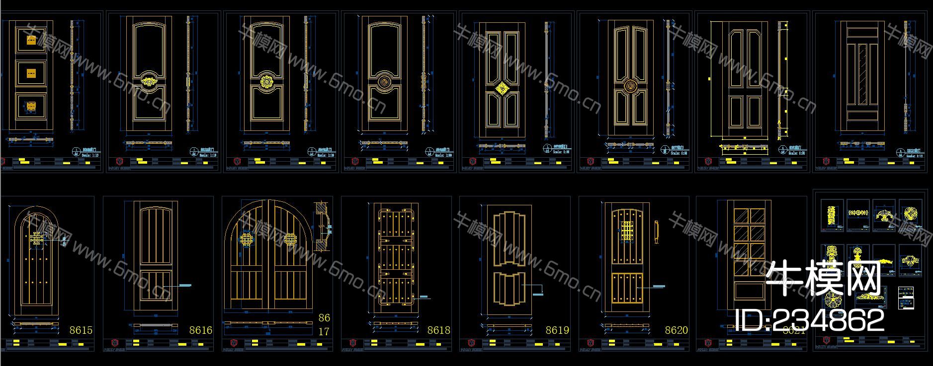 精品 木门 欧式 法式 美式 CAD图集