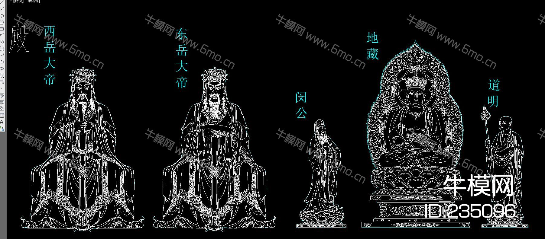 寺庙石柱佛祖观音莲雕花CAD图库