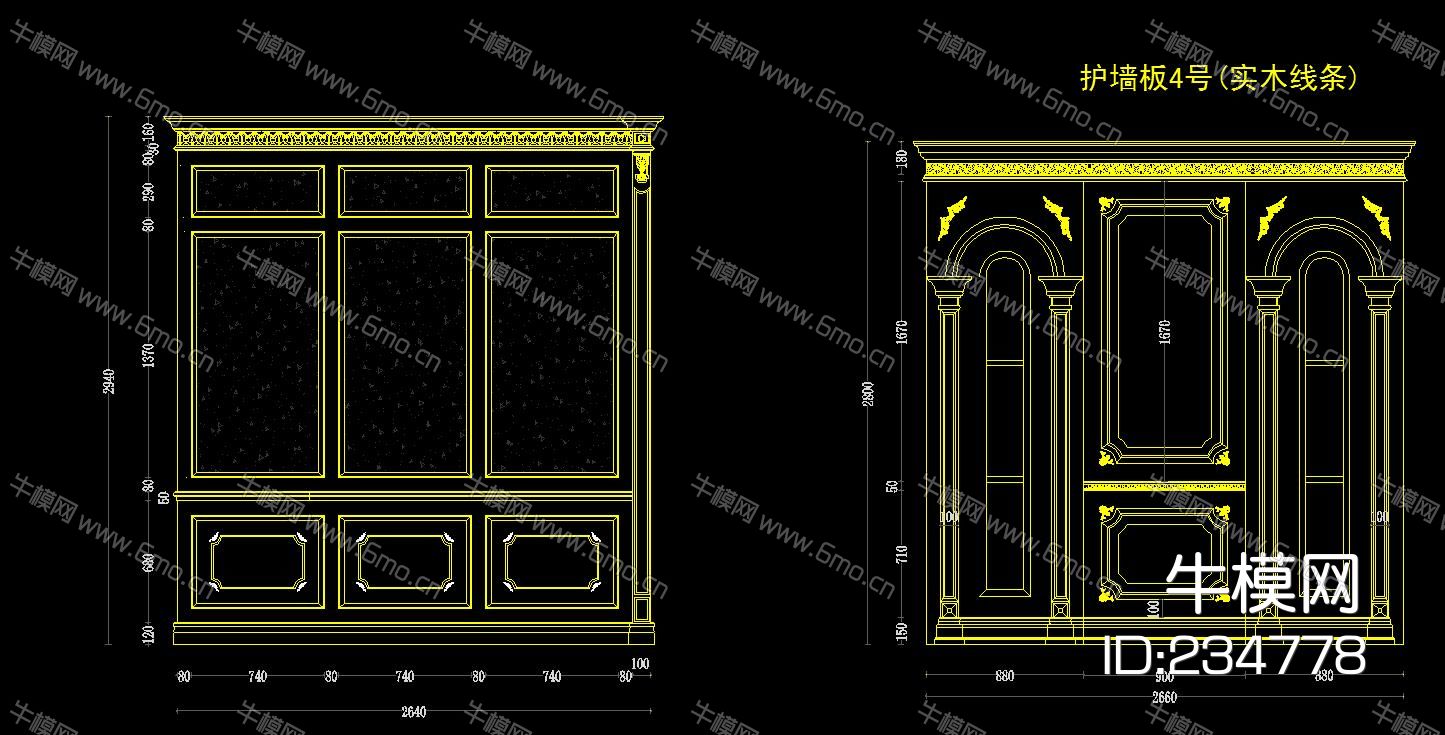 法式护墙板CAD 法式花纹CAD