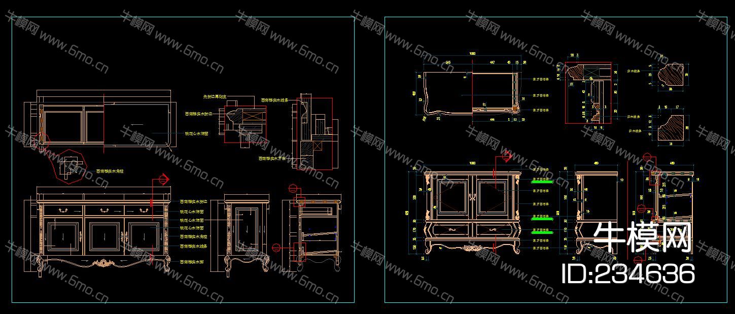 欧式系列家具CAD深化图