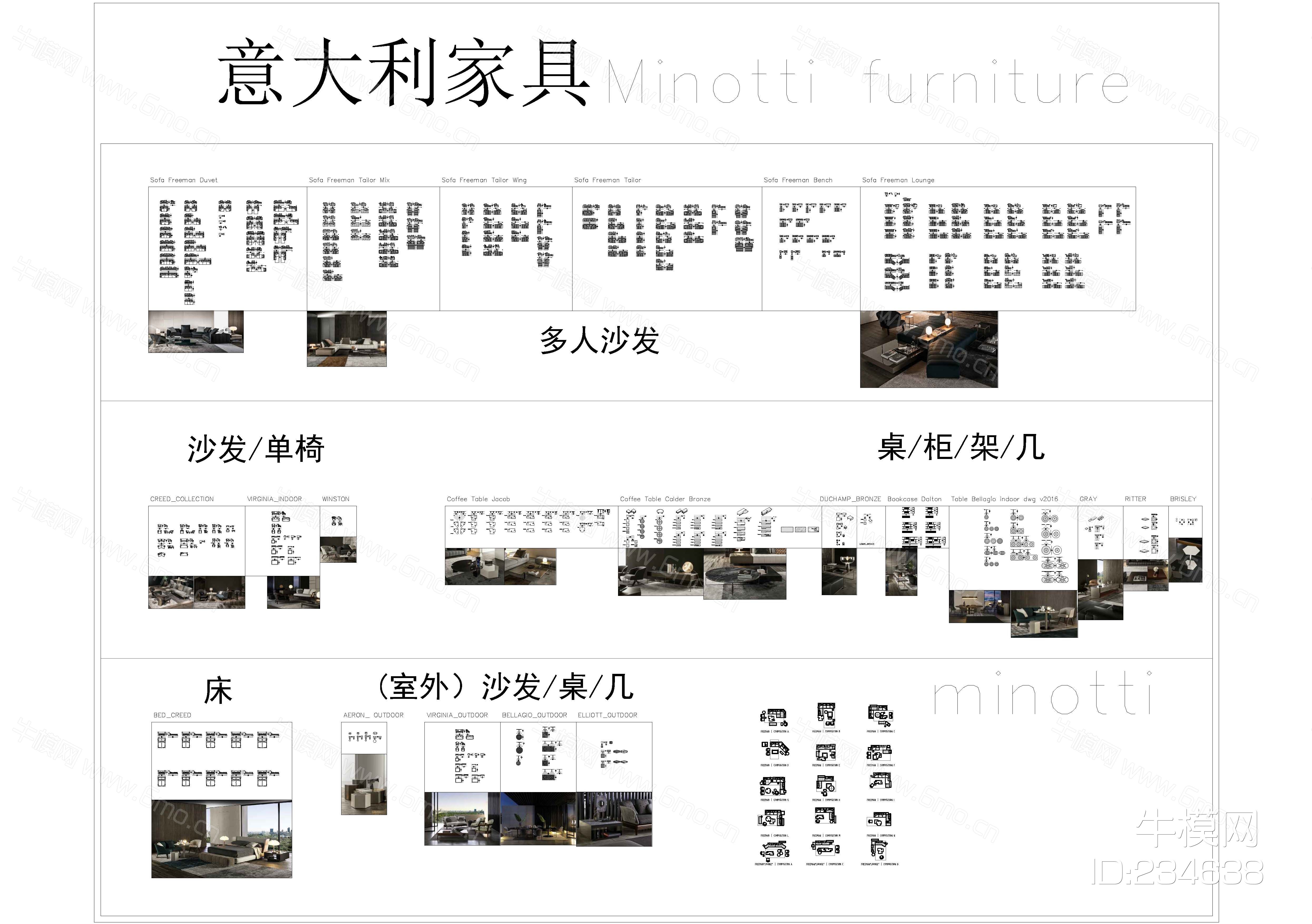 意大利家具 minotti furniture 沙发 床