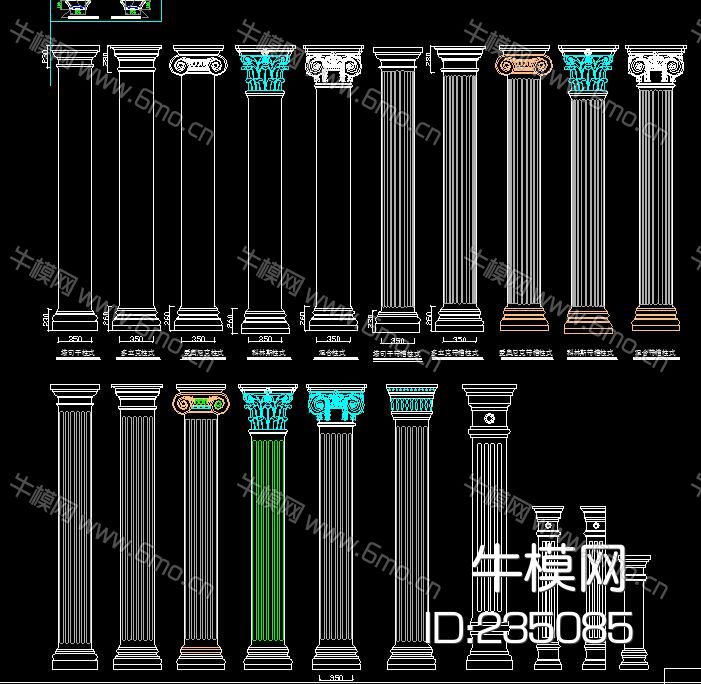 罗马柱全集 CAD图库
