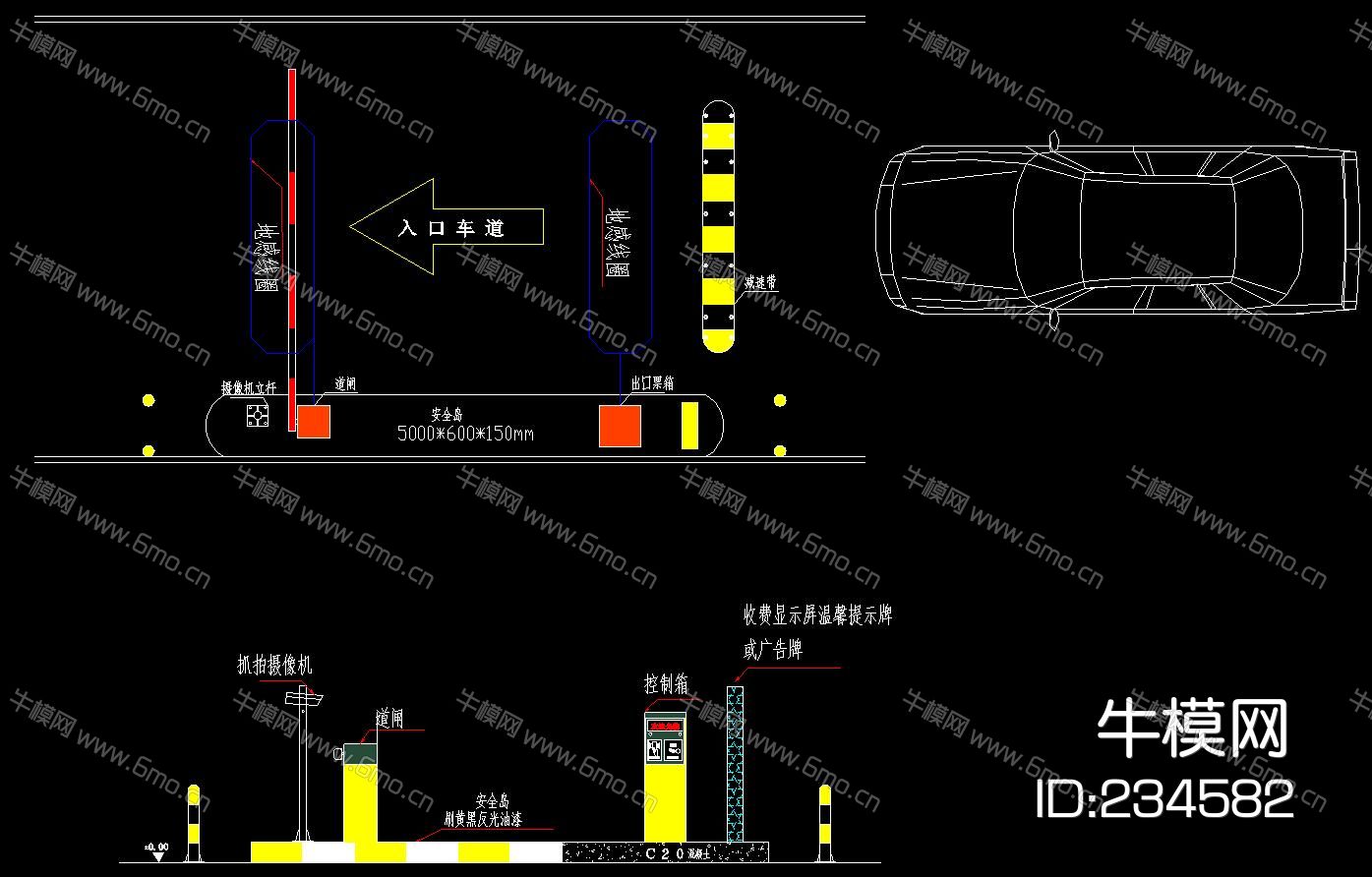 安防监控LED摄像头CAD图
