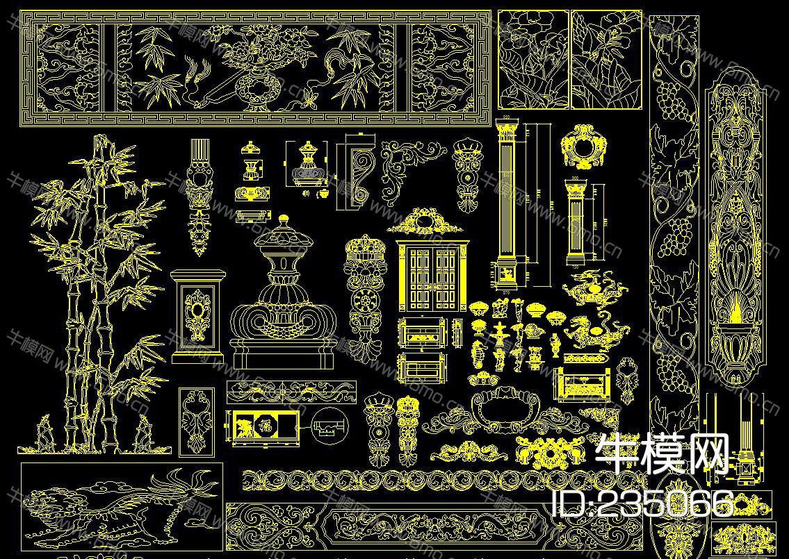 大理石花纹 雕花 CAD图库