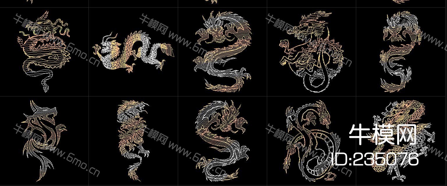 金龙龙纹CAD图库