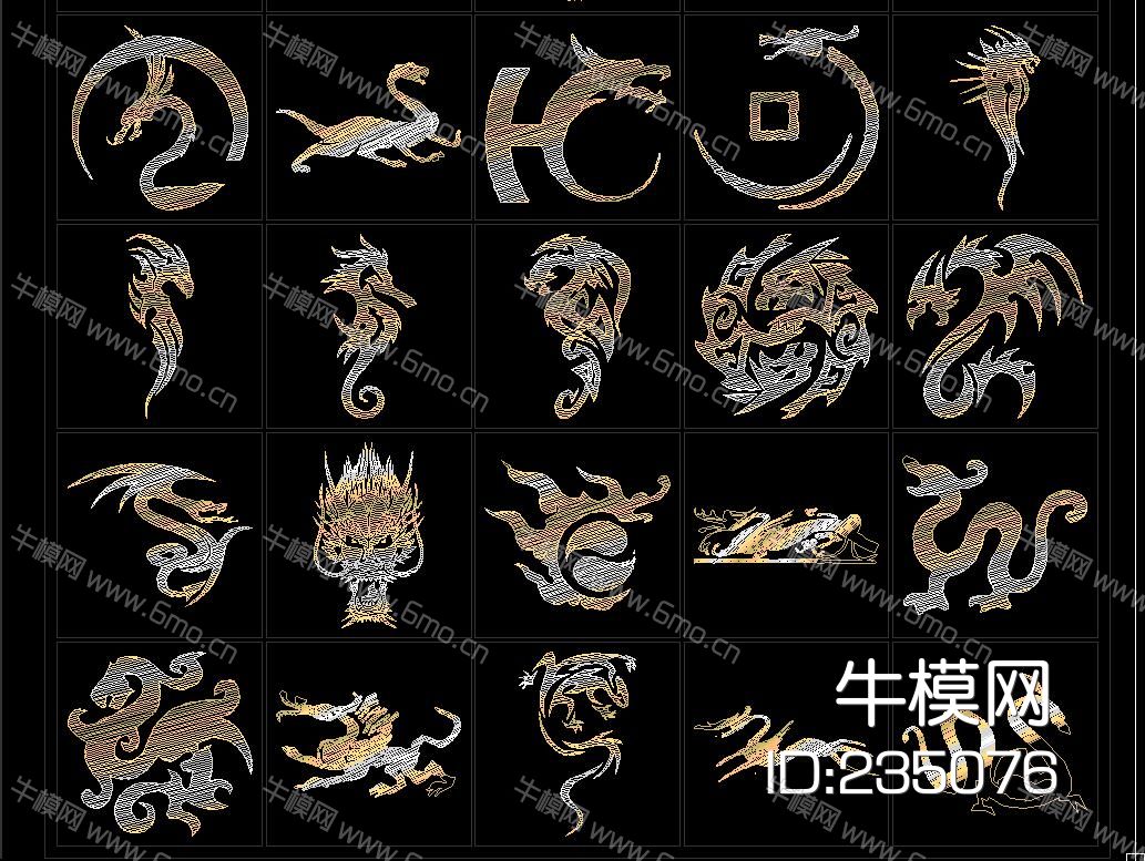 金龙龙纹CAD图库