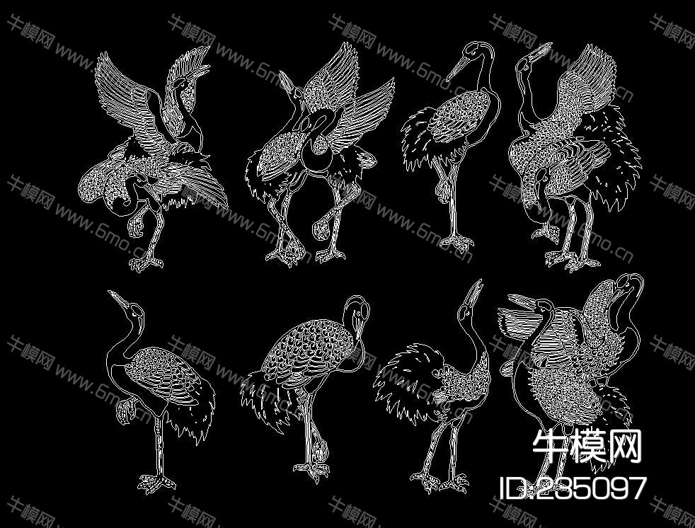 仙鹤松柏鹤寿CAD素材总汇