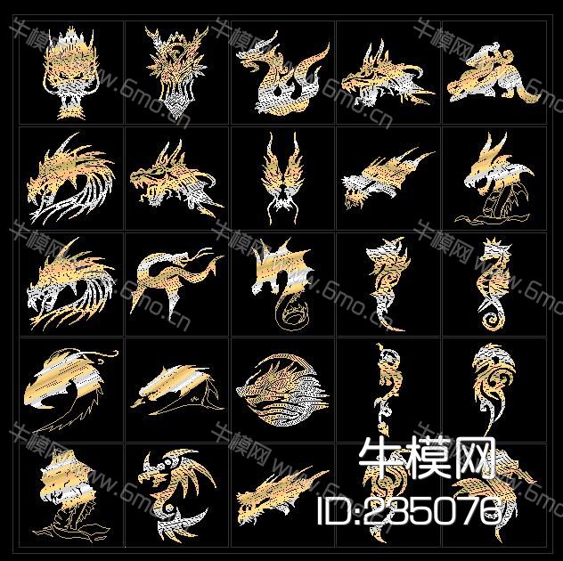 金龙龙纹CAD图库