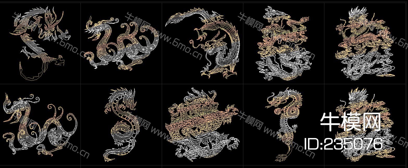 金龙龙纹CAD图库