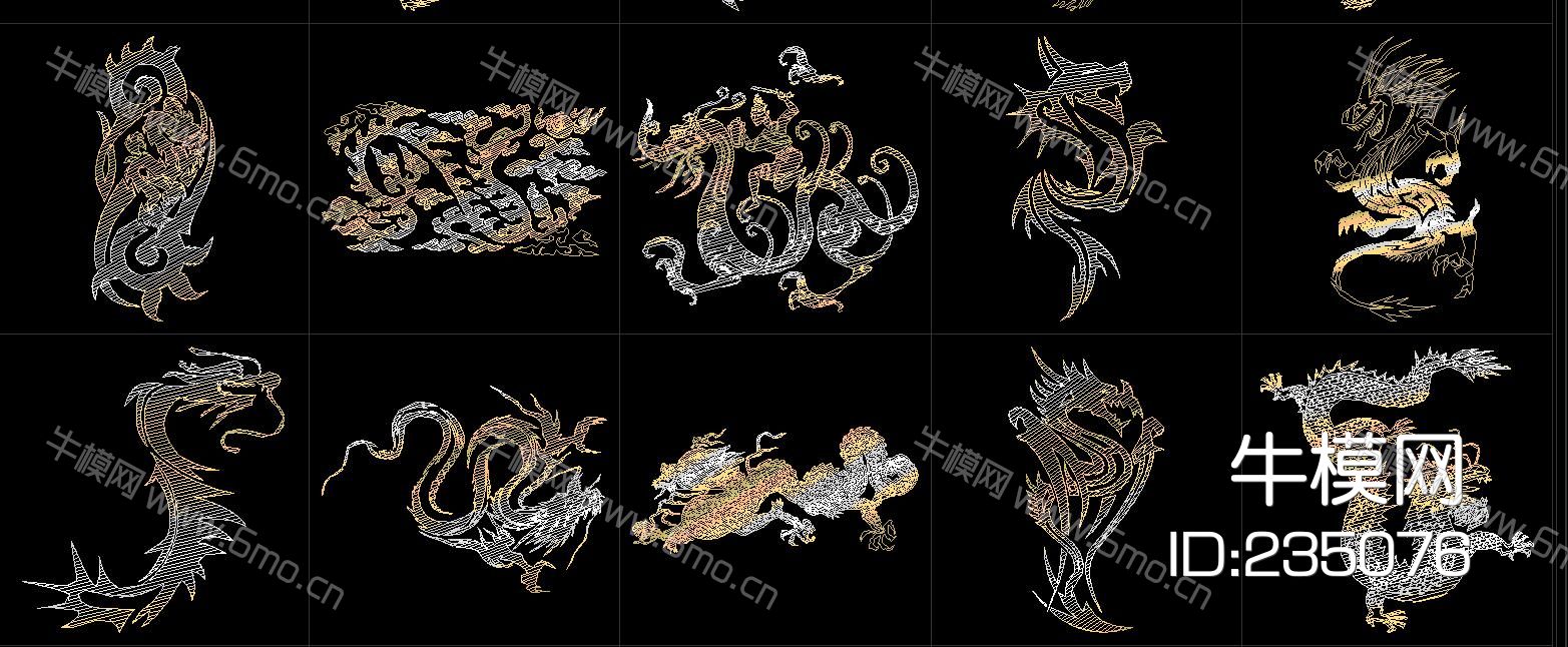 金龙龙纹CAD图库