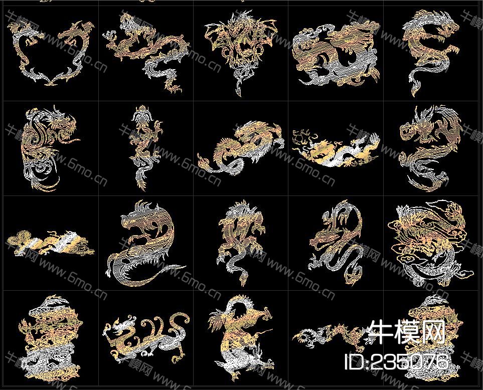 金龙龙纹CAD图库
