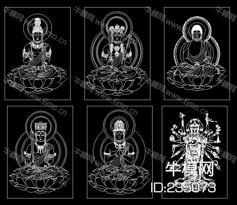 观音佛像 佛祖 CAD图库