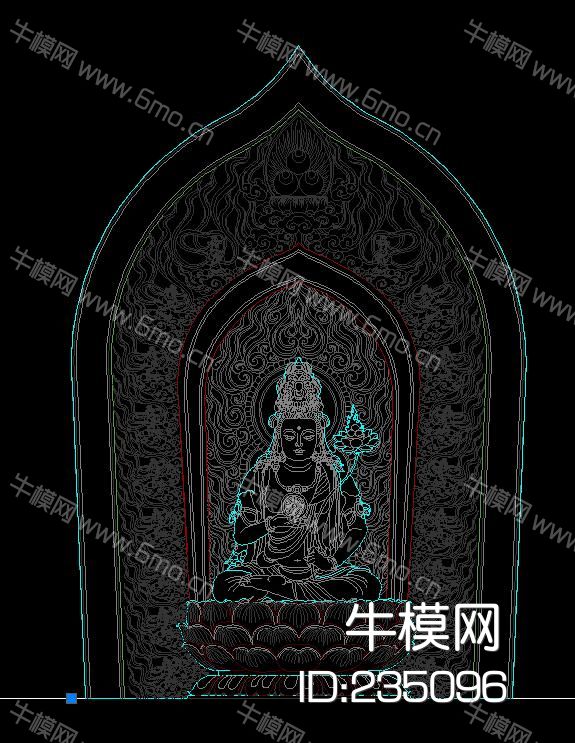 寺庙石柱佛祖观音莲雕花CAD图库