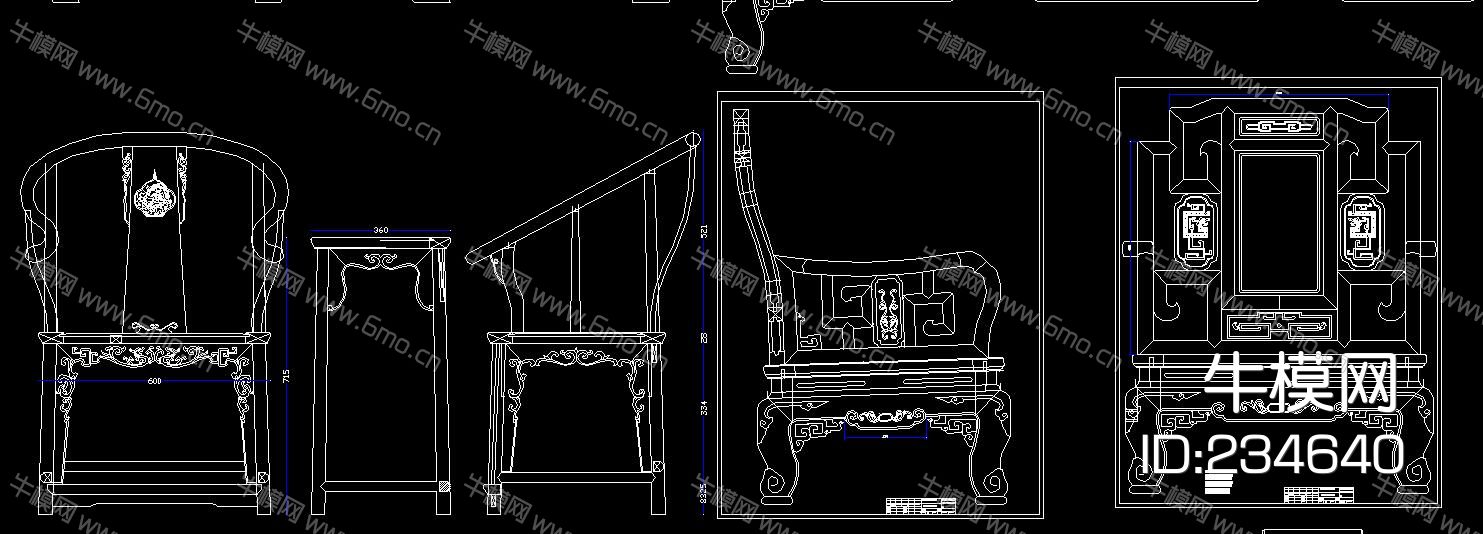 中式家具 沙发 圈椅 床 衣柜CAD图库