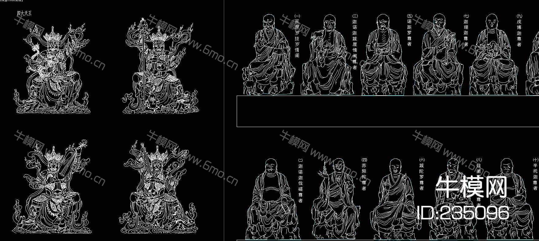 寺庙石柱佛祖观音莲雕花CAD图库