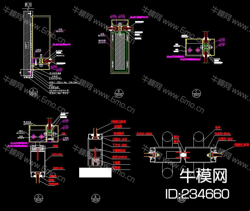 各种玻璃门窗及大样节点图CAD图库