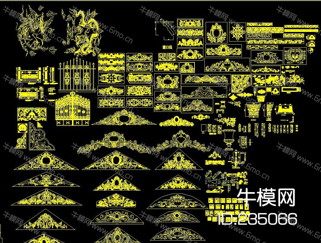 大理石花纹 雕花 CAD图库