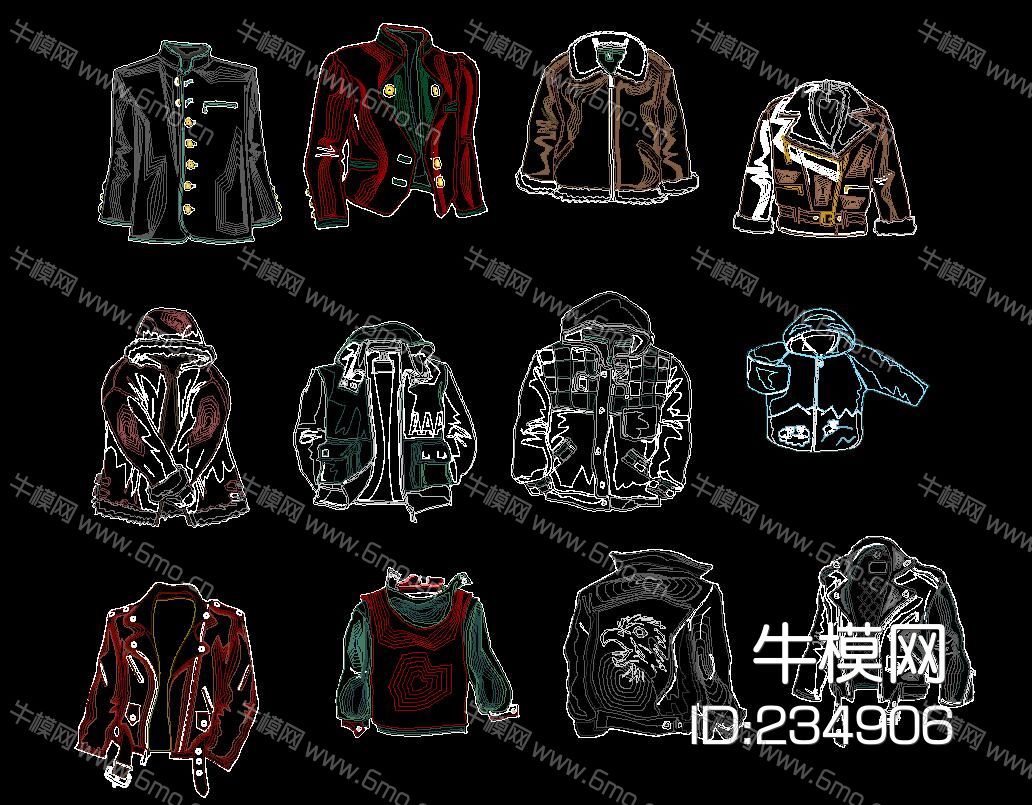 炫酷服装 时装 衣服 CAD图库