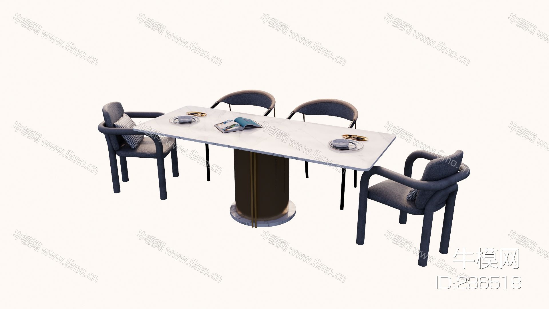 现代室内餐桌餐椅SU