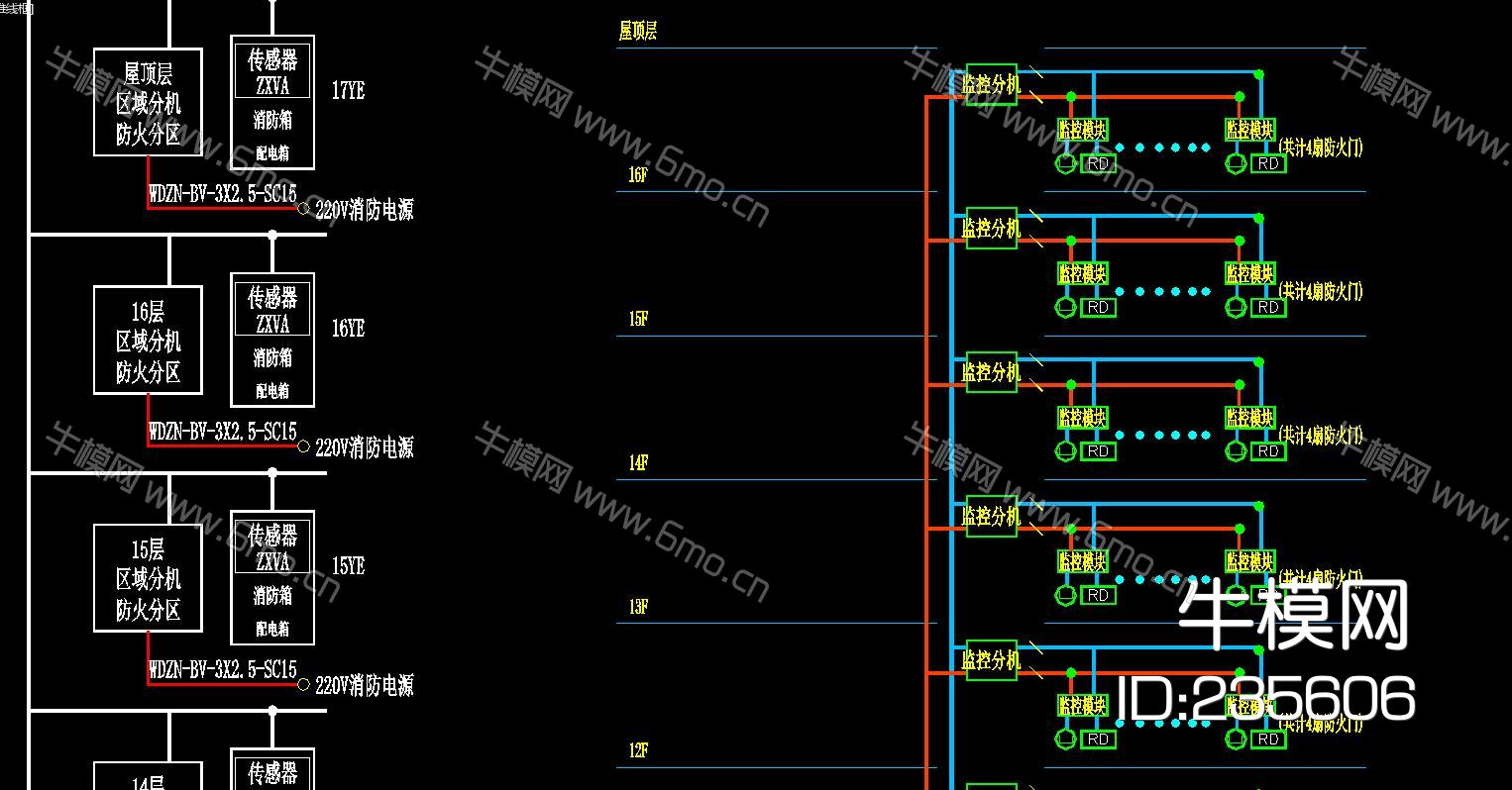 商业楼公寓强电弱电智能化系统平面CAD图
