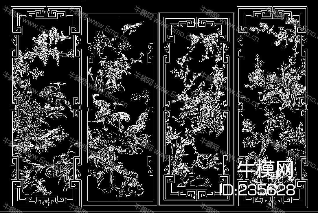 中式花纹雕刻 CAD图库