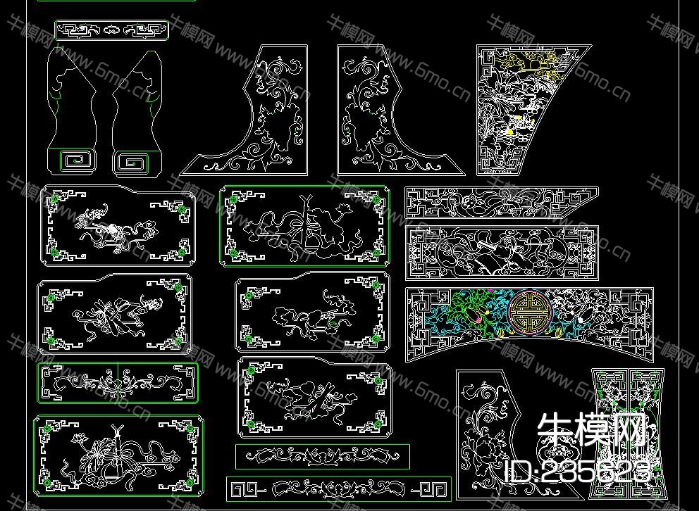 中式古典雕花素材CAD图库