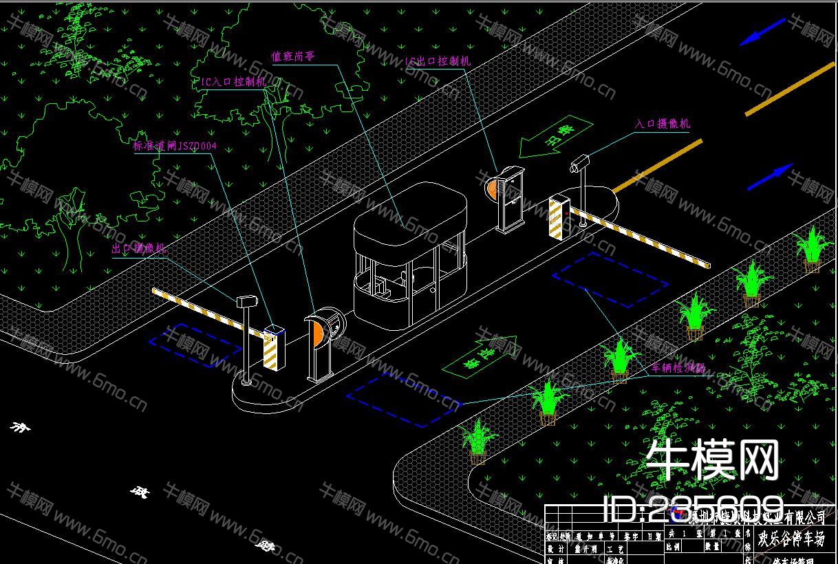 停车场出入口设备位置图CAD图