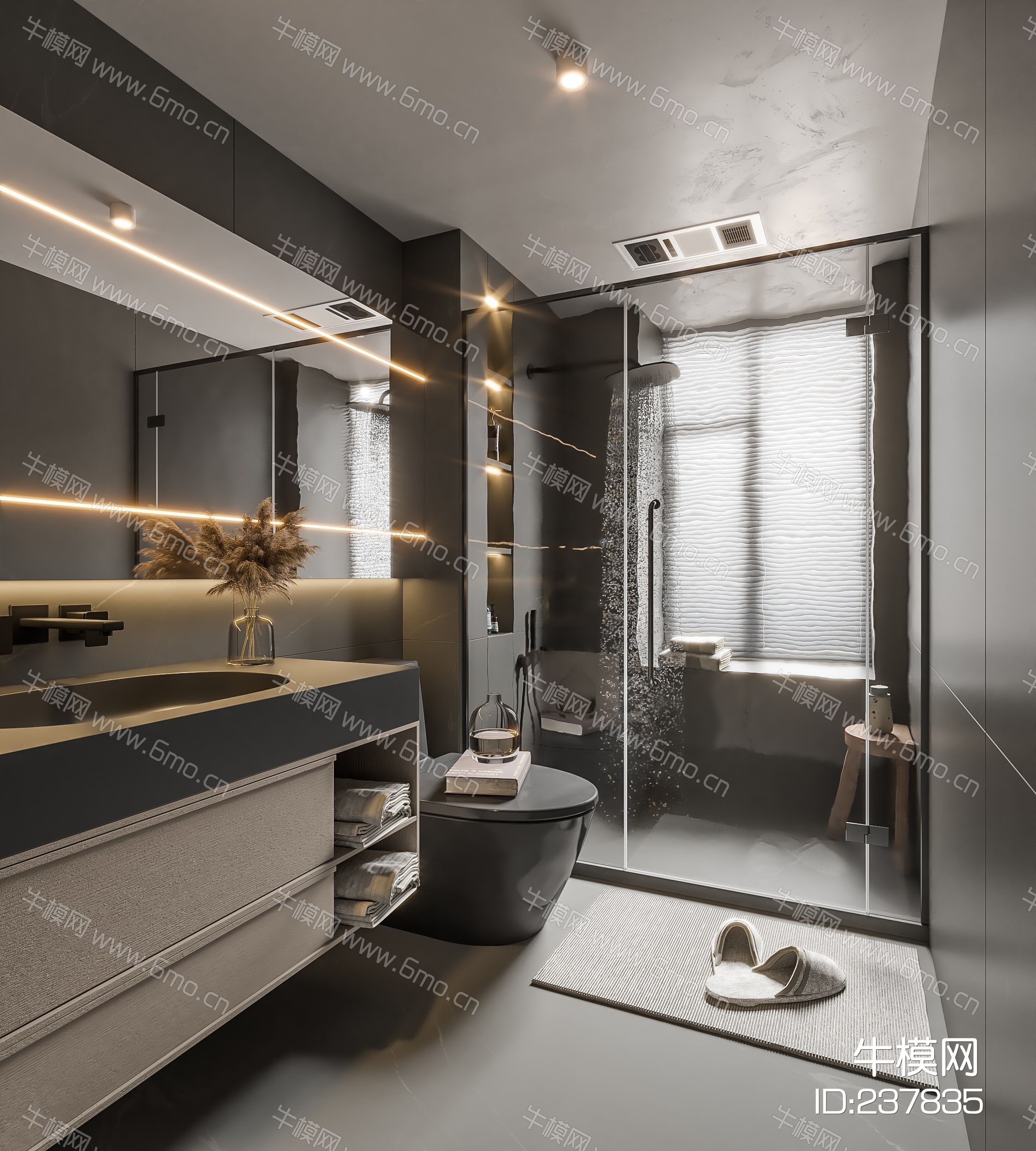 现代卫生间 马桶 浴室柜 洗脸盆 镜子 浴缸-室内设计-拓者设计吧