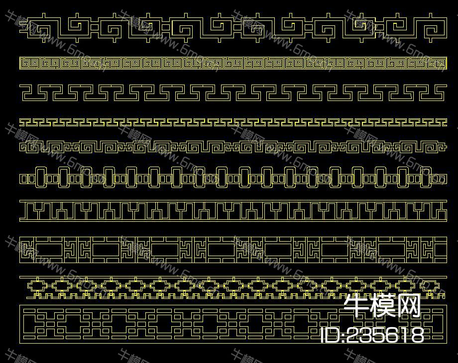 中式雕花隔断 镂空花纹 CAD图库