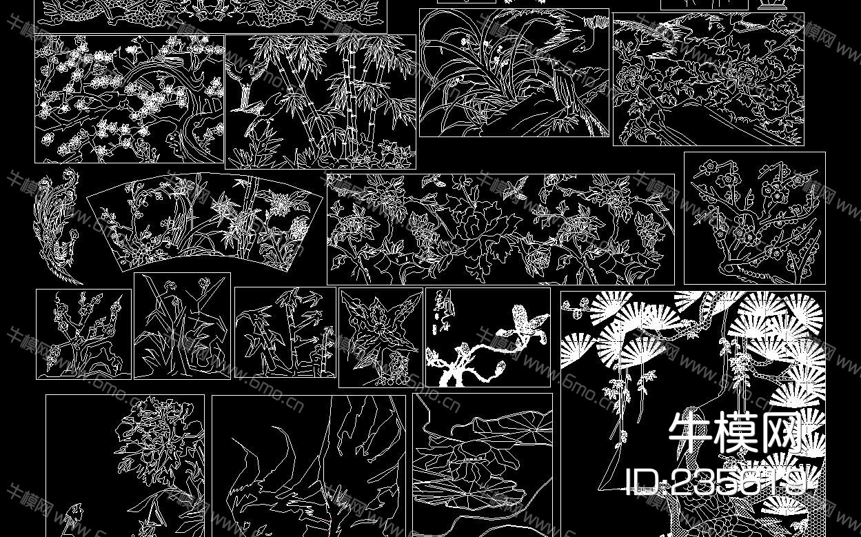 中式雕花图案合集CAD图库