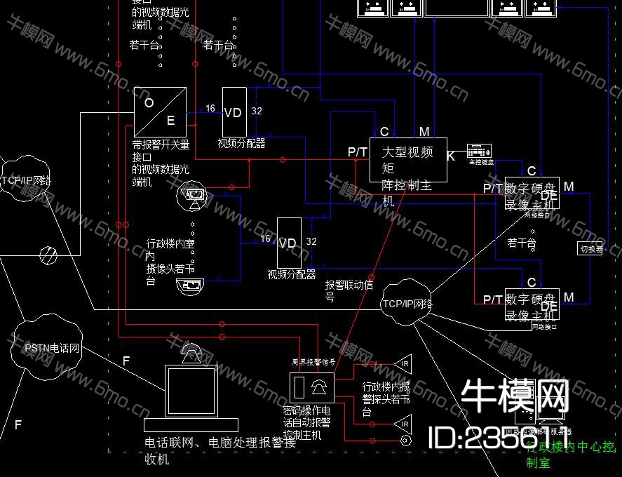 校园视频监控拓扑图CAD施工图