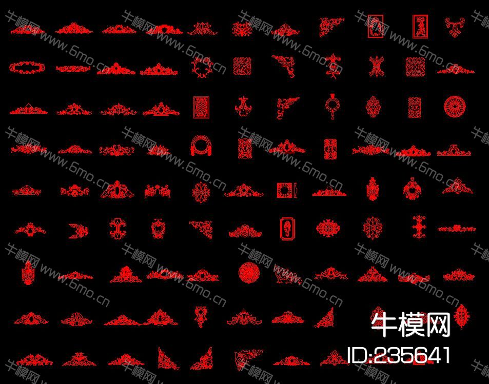罗马柱浮雕CAD图库