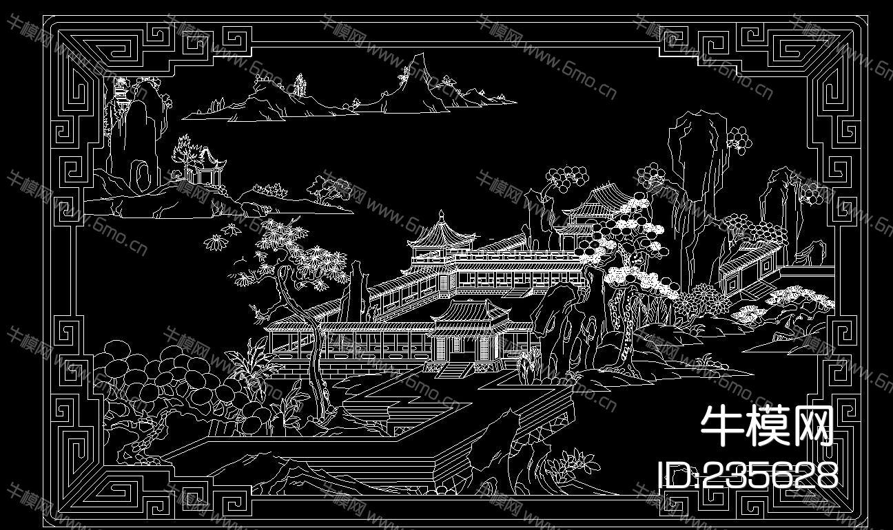 中式花纹雕刻 CAD图库