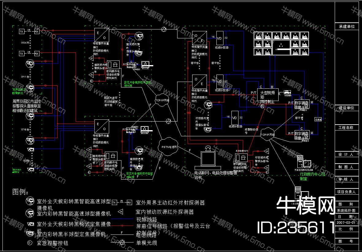 校园视频监控拓扑图CAD施工图