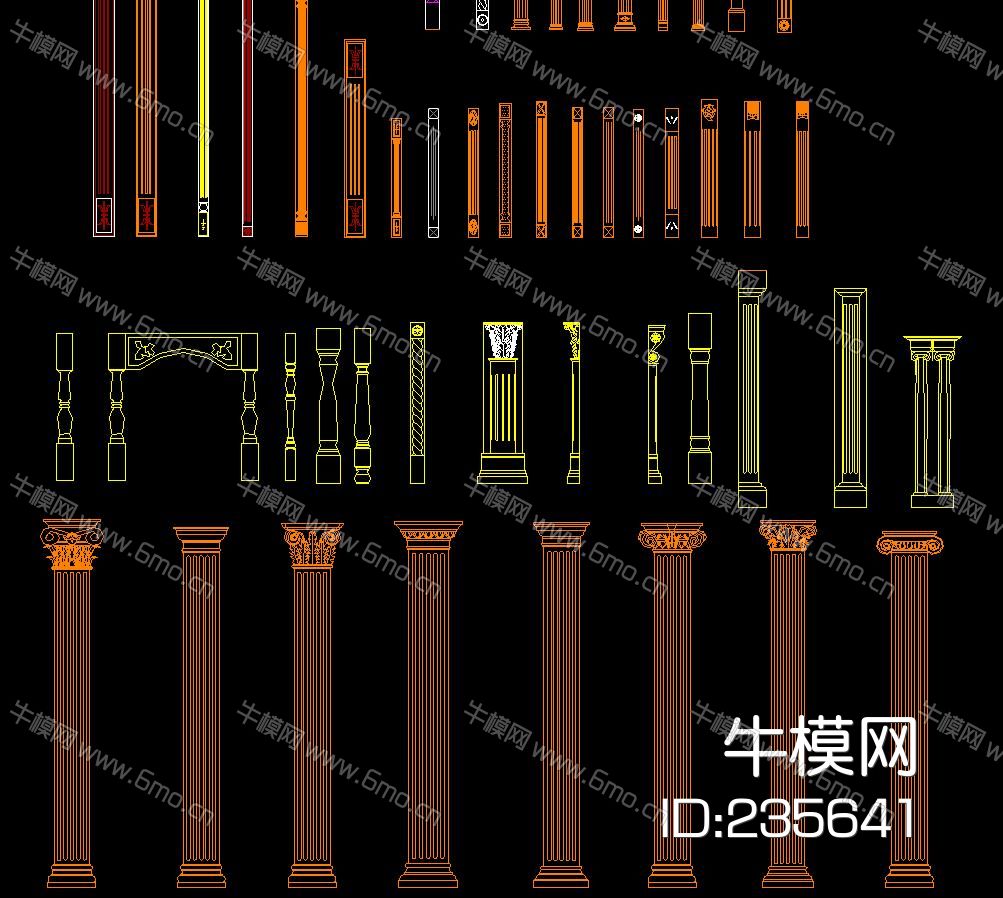 罗马柱浮雕CAD图库