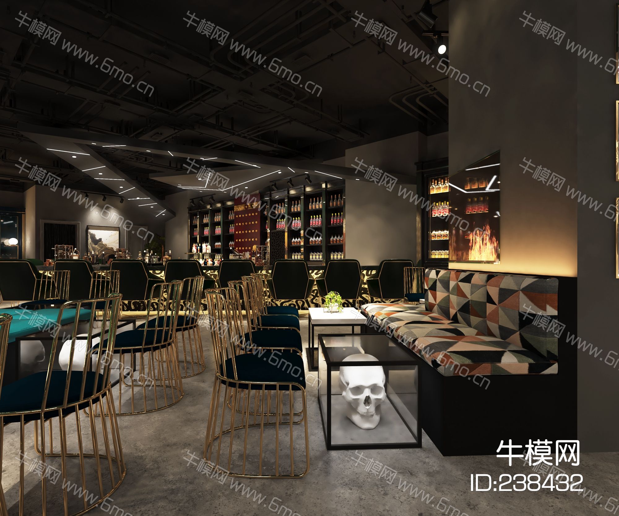 呼和浩特“翼”酒吧丨高清效果图+施工图
