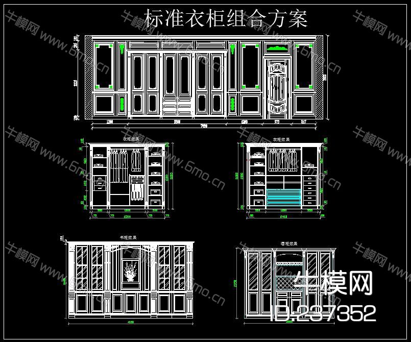 整木家居柜门柜体罗马柱标准模块CAD库