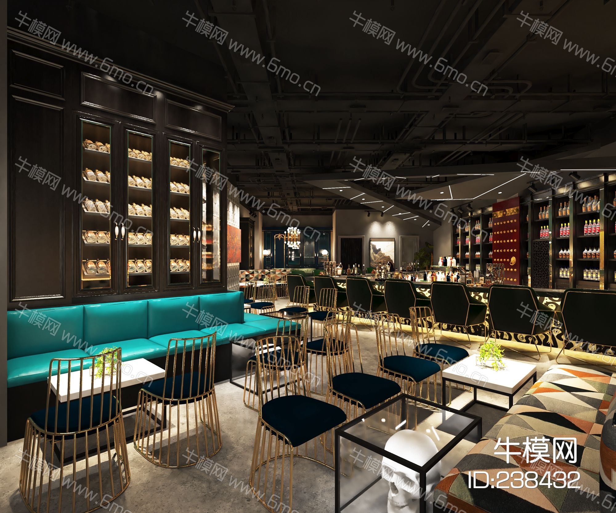 呼和浩特“翼”酒吧丨高清效果图+施工图