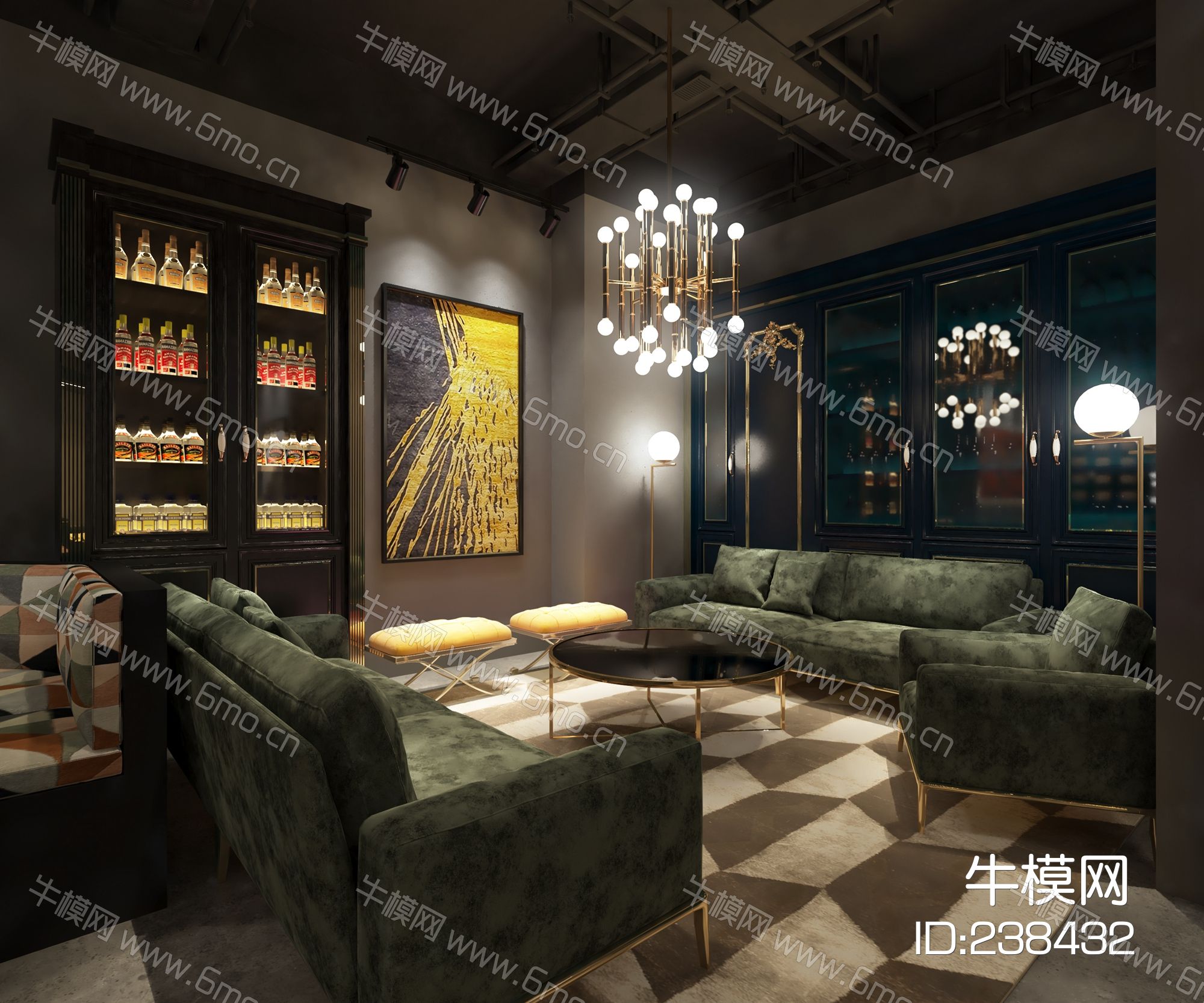 呼和浩特“翼”酒吧丨高清效果图+施工图
