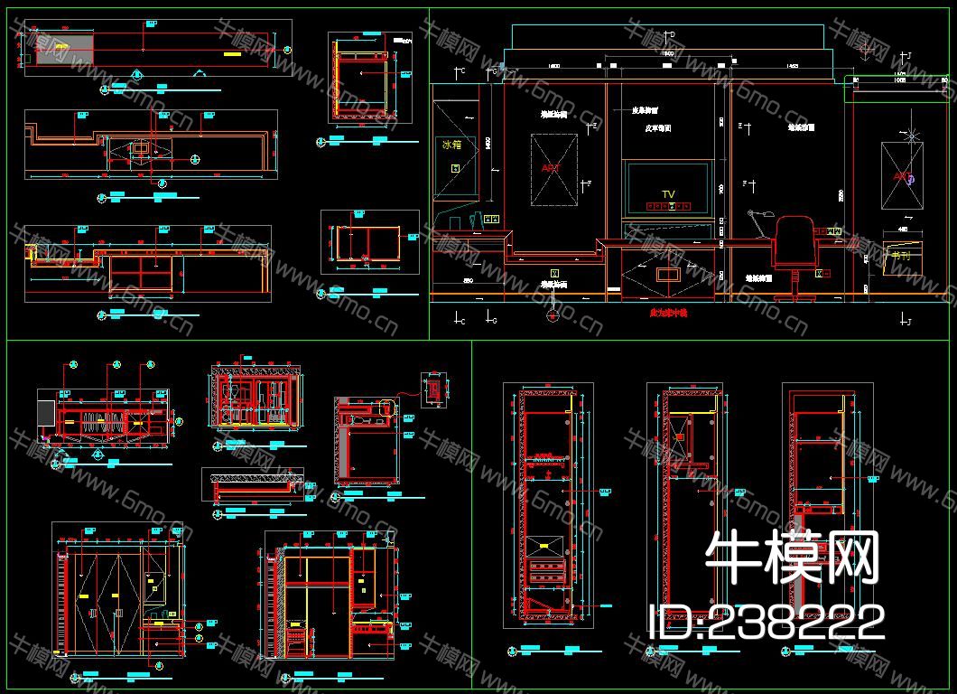 衣帽柜衣柜鞋柜衣帽间CAD节点大样