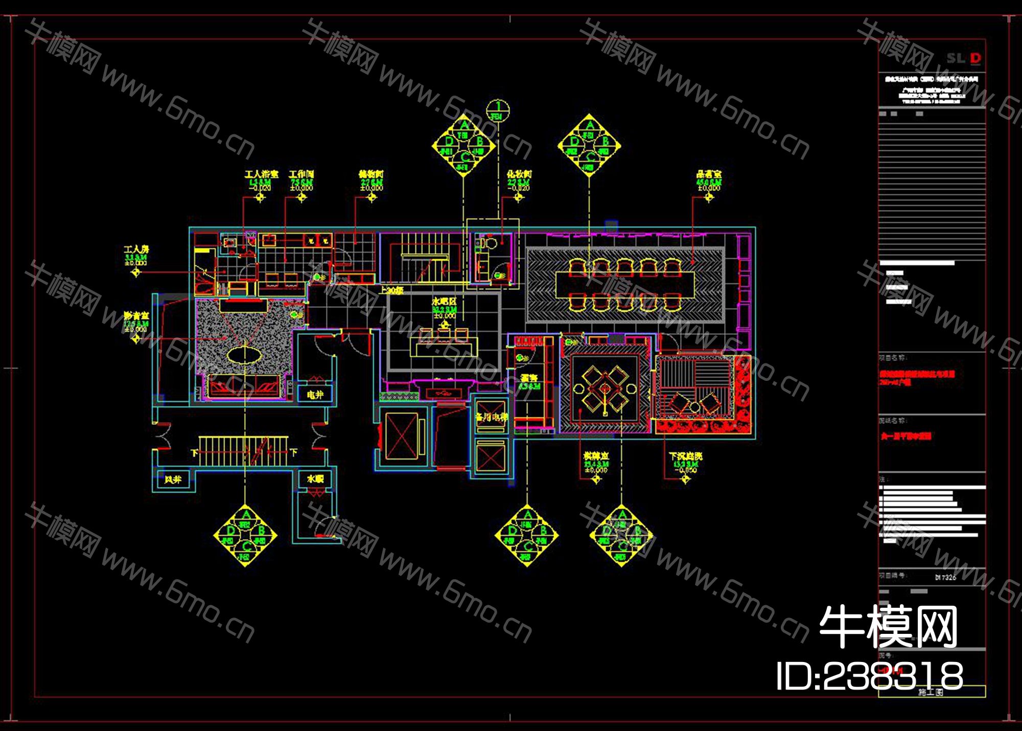 雅居乐A1户型别墅CAD施工图效果图