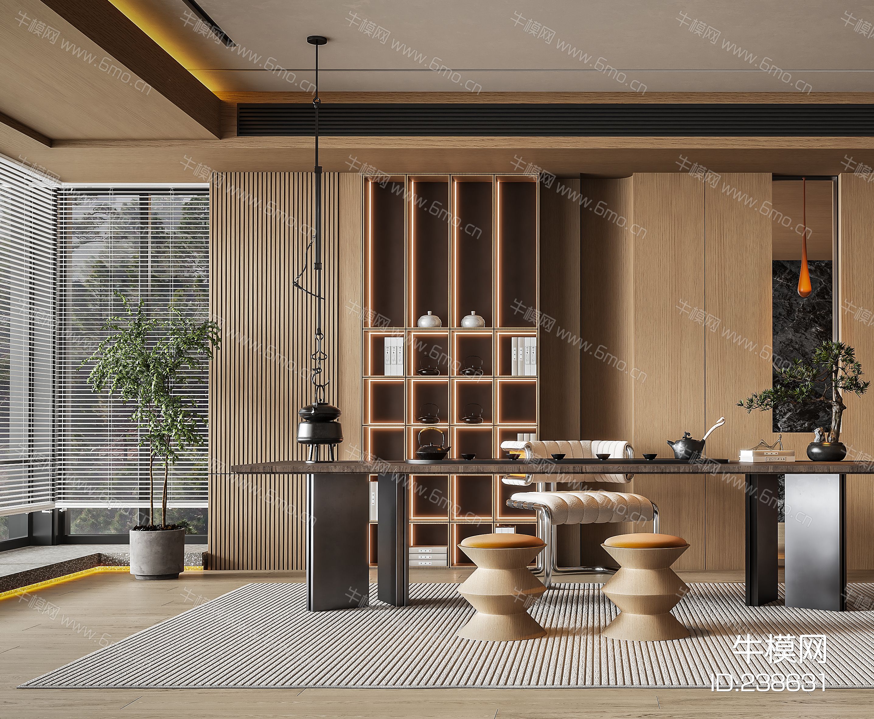 现代轻奢新中式茶室