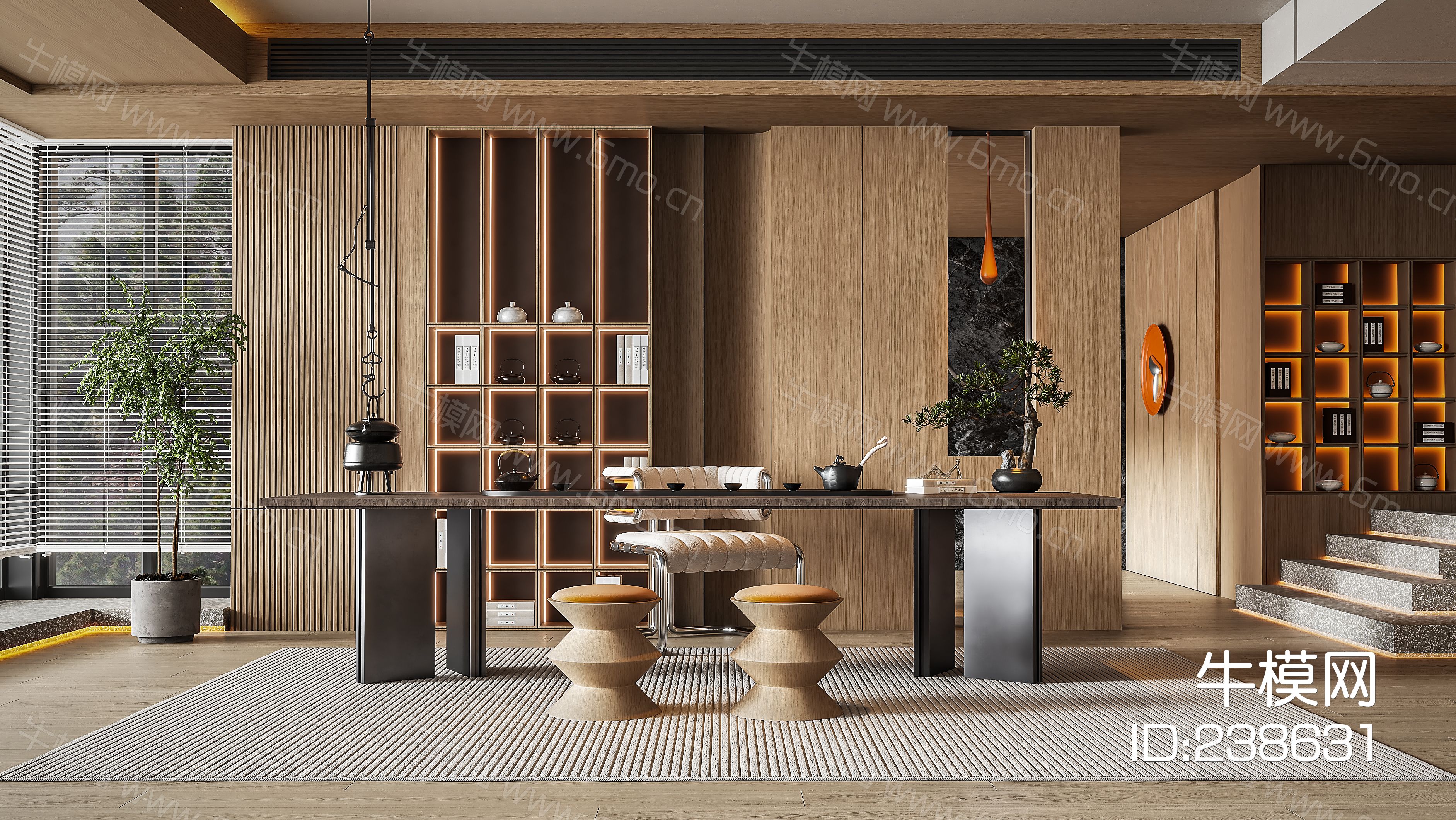 现代轻奢新中式茶室